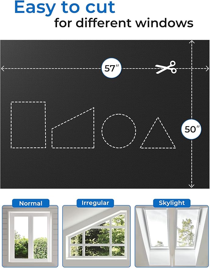 Sumobaby Blackout Curtains for Bedroom Portable 50"x57",No Drill Black Out Shades with Upgraded Hook&Loop Tapes,100% Blackout Window Cover,Easy to Cut Fit Blinds for Bedroom,Nursery(2 Panel,Black)
