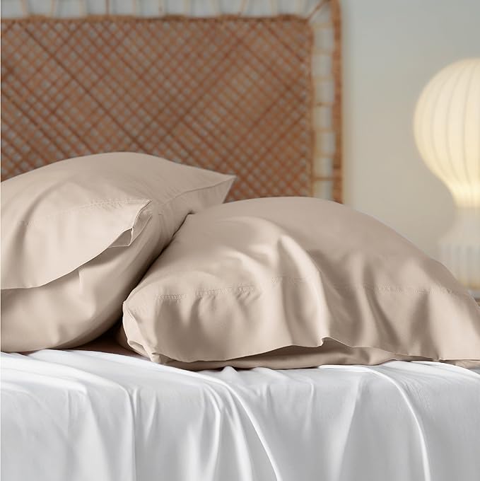 Bedsure King Size Pillow Cases Set of 2, Cooling Pillow Cases King, Rayon Derived from Bamboo Khaki Pillowcases, Breathable & Silky Soft Cool Bedding Pillow Covers with Envelope Closure, 20x36 Inches