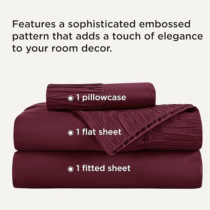 Bedsure Twin Sheets Set - 3 Pieces Soft Twin Bed Sheets - Breathable & Cooling - Hotel Luxury - Easy Care Polyester Microfiber Bedding for Women, Men, Red
