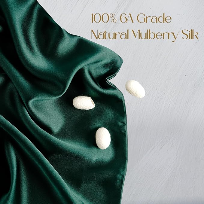 ZIMASILK 100% Pure Mulberry Silk Pillowcase for Hair and Skin Health,Soft and Smooth,Both Sides Premium Grade 6A Silk,600 Thread Count,with Hidden Zipper,1pc (King 20''x36'',Blackish Green)