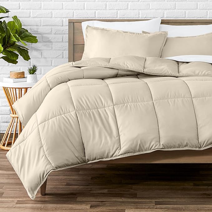 Bare Home Comforter Set - King/California King Size - Ultra-Soft - Goose Down Alternative - Premium 1800 Series - All Season Warmth (Sand)