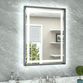 TETOTE 24 x 32 Bathroom LED Mirror Brushed Gunmetal Gray Frame Frontlit & Backlit Vanity Mirror Anti-Fog Stepless Dimmable 3 Colors White/Warm/Natural Wall-Mounted