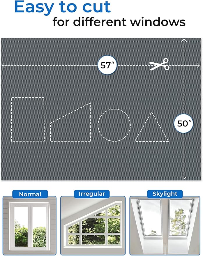Sumobaby Blackout Curtains for Bedroom 50"x57" Portable No Drill Blackout Blinds with Heat-Resistant Magic Tapes,100% Black Out Window Cover Easy to Cut Fit for Home Cinema,Dorm Room,Nursery(Gray)