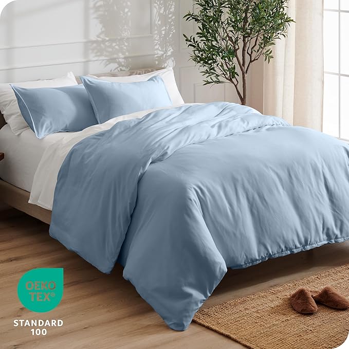 Bare Home Bedding Duvet Cover Queen Size - Premium 1800 Super Soft Collection - Lightweight, Cooling - Soft Breathable Bedding Duvet Cover (Queen, Dusty Blue)