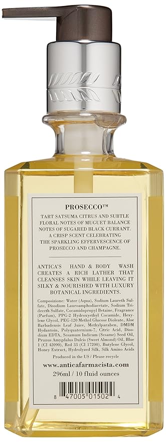 Antica Farmacista Hand & Body Wash - Luxury Nourishing Body Wash - Hydrating Hand Cleansing Wash - Bath & Body Gift - Prosecco, 10 fl oz