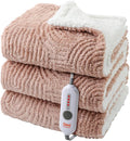 Heated Blanket Twin Size- 62"x84" Cozy Soft Jacquard Heating Blanket with 4 Heat Levels & 4 Hours Auto-Off, Jacquard Fleece, Overheating Protection, Warm Gifts, Brown