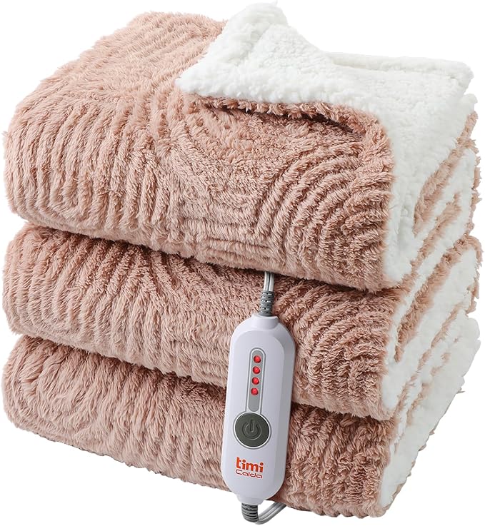 Heated Blanket Full Size - 72"x84" Cozy Soft Jacquard Heating Blanket with 4 Heat Levels & 10 Hours Auto-Off, Jacquard Fleece, Overheating Protection, Warm Gifts, Brown