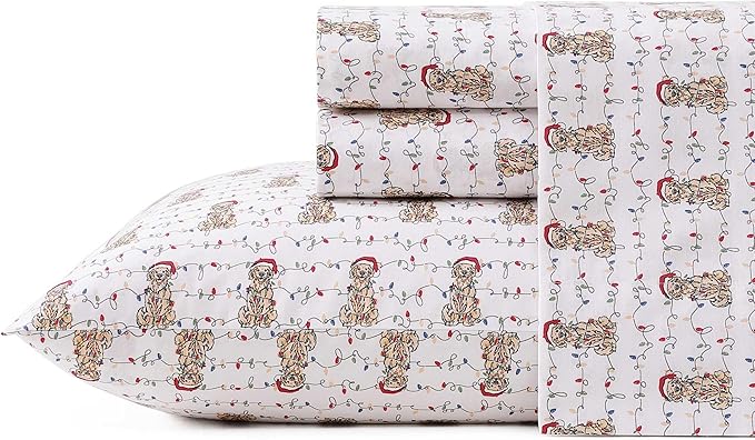 Tommy Bahama - King Size Sheet Set, Crisp & Cool Cotton Percale Bedding with a Smooth Lightweight Feel, 4 Piece Holiday Bed Sheets with Matching Pillowcases (Wrapped Up Red)