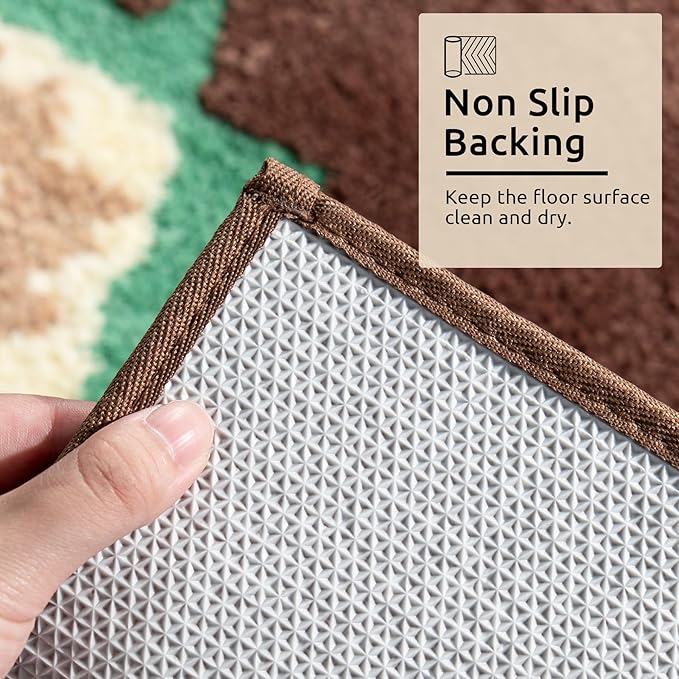 DEXDE Boho Bathroom Rugs Brown Aztec Bath Mat Non Slip Long Bathroom Rug Runner Luxury Soft Absorbent Carpet for Bathroom Shower Kitchen Entryway Modern Western 20x47
