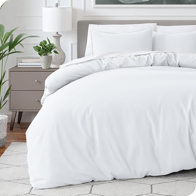 Bare Home Bedding Duvet Cover Full Size - Premium 1800 Super Soft Collection - Lightweight, Cooling Duvet Cover - Soft Breathable Bedding (Full, White)