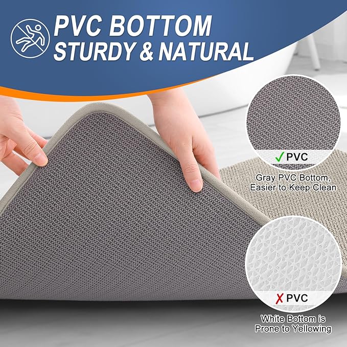 OLANLY Thick Memory Foam Bath Mat Rug 24x16, Extra Soft Absorbent Bathroom Rug, Quick Dry Bath Mats, Non-Slip, Machine Washable Carpet for Bathroom, Tub and Shower, Home Decor Accessories, Warm Taupe