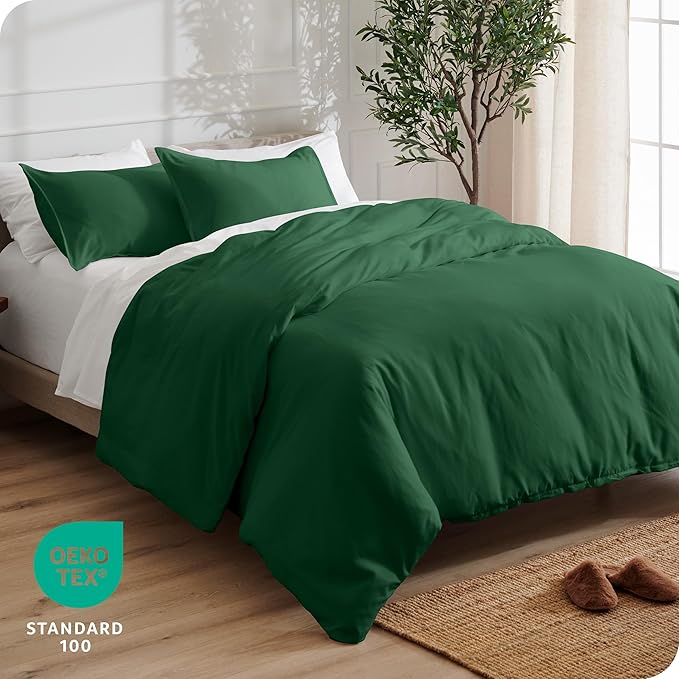 Bare Home Bedding Duvet Cover California King Size - Premium 1800 Super Soft Collection - Lightweight, Cooling - Soft Breathable Bedding Duvet Cover (Cal King, Forest Green)