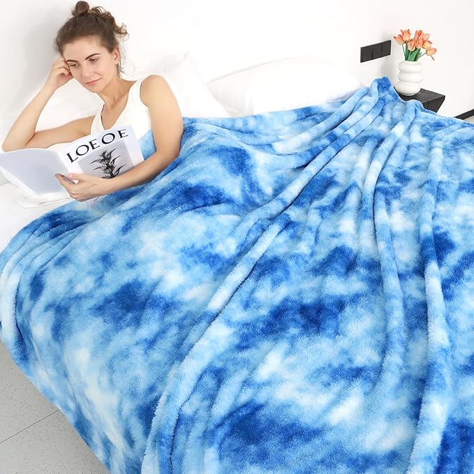 Fleece Throw Blanket Cozy Soft Lightweight Throw Blankets Warm Plush Blue Fall Blankets and Throws Couch Sofa Bed Camping Travel Picnic Outdoor Blanket Bedding Kid Baby Boys Girls Adults