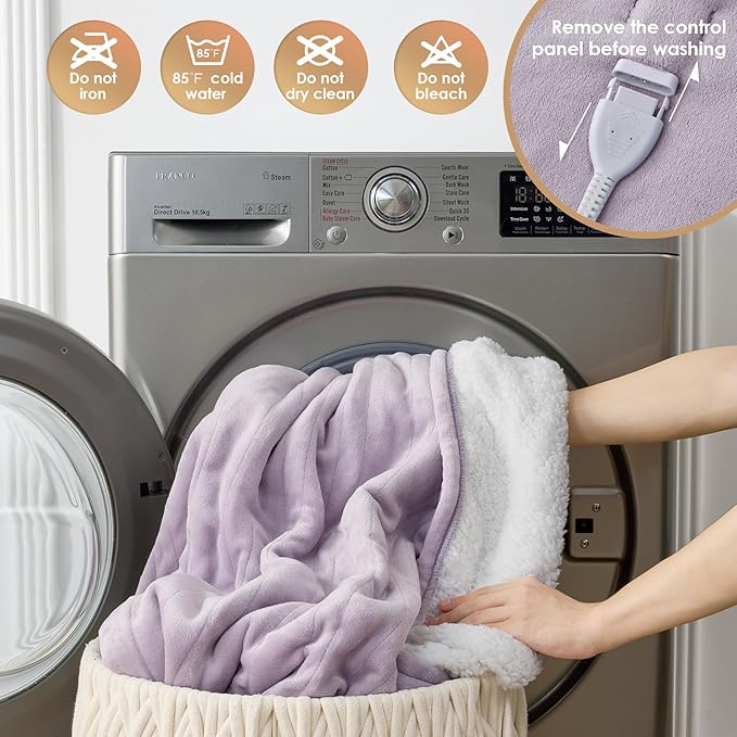 EHEYCIGA Heated Blanket Electric Blanket Queen Size - Heating Blanket with 9 Heating Levels & 10 Hours Auto Off, Soft Cozy Sherpa Washable Dual Control Blanket with Fast Heating, 84 x 90 Inches
