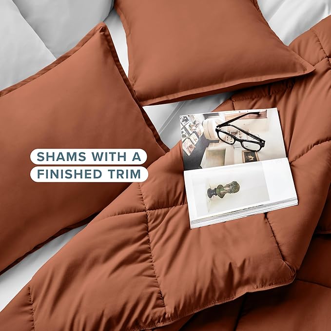 Bare Home Comforter Set - Twin/Twin Extra Long Size - Ultra-Soft - Goose Down Alternative - Premium 1800 Series - All Season Warmth (Twin/Twin XL, Terracotta)