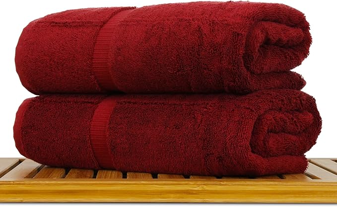 Luxury Hotel & Spa Ultra Soft Bath Towels 100% Turkish Cotton - Cranberry - Set of 2