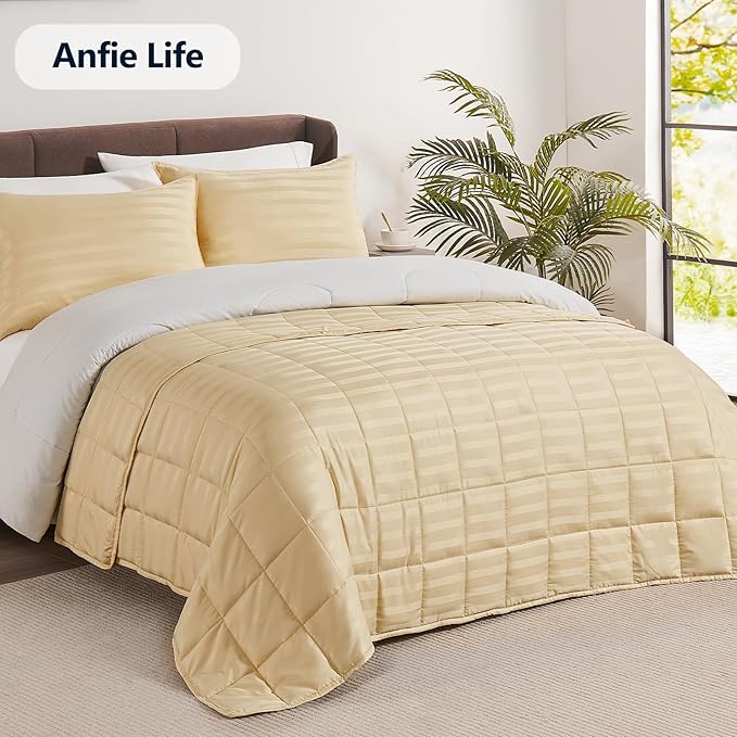 Weighted Blanket Queen/King Size (80"x87" 17lbs),Ultra Soft and Cozy Cooling Weighted Blanket for Adult,Heavy Blanket with Machine Washable Soft Blanket, Beige