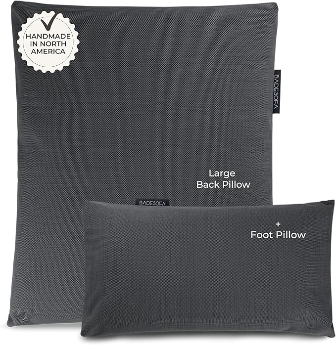 BADESOFA® Luxury Bath Pillow Set 2-Piece – Large Back Pillow & Foot Pillow for Tub – Spa-Grade Comfort for Head, Neck, Back & Feet – Quick Drying Bathtub Cushion Set in Charcoal