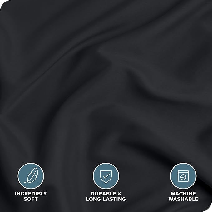 Bare Home Bedding Duvet Cover Oversized King Size - Premium 1800 Super Soft Collection - Lightweight, Cooling Duvet Cover - Soft Breathable Bedding (Oversized King, Black)