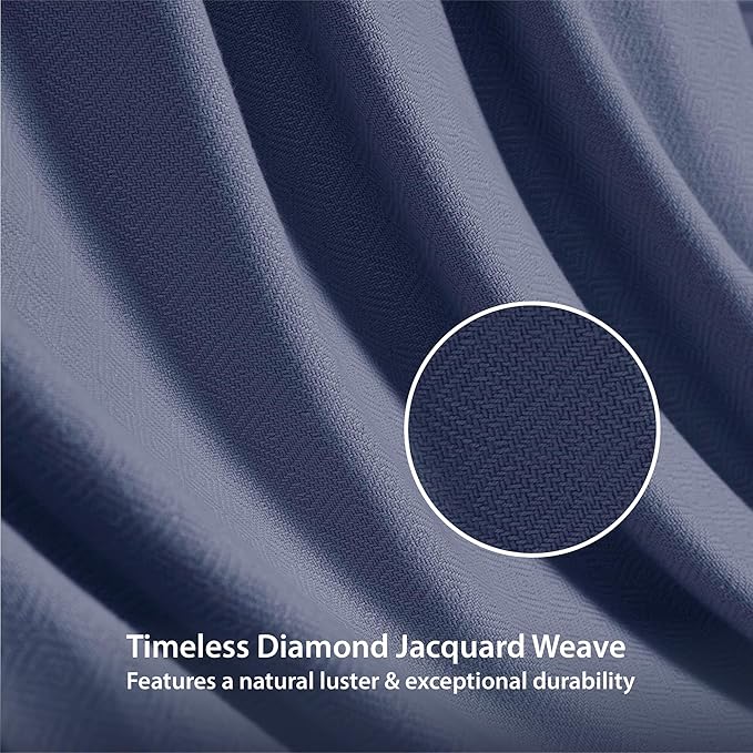 Queen Size Blanket, 70% Rayon (Derived from Bamboo) and 30% Cotton, Lightweight Jacquard Weave, Breathable and Soft Summer Blanket for Bed or Couch, 90” x 90”, Navy