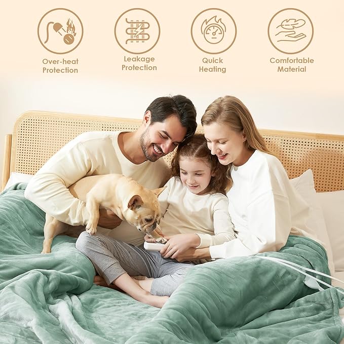 EHEYCIGA Heated Blanket - Twin Size, 9 Heating Levels, 10 Hour Auto Off, Soft Cozy Sherpa Washable Blanket, 62 x 84 Inches