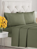 Queen Size 4 Piece Sheet Set - Extra Soft, Breathable & Cooling Sheets - Hotel Luxury Durable Bed Sheets for Women & Men - Deep Pockets, Easy-Fit & Wrinkle-Free Sheets - Deep Olive Oeko-Tex Bed Sheets