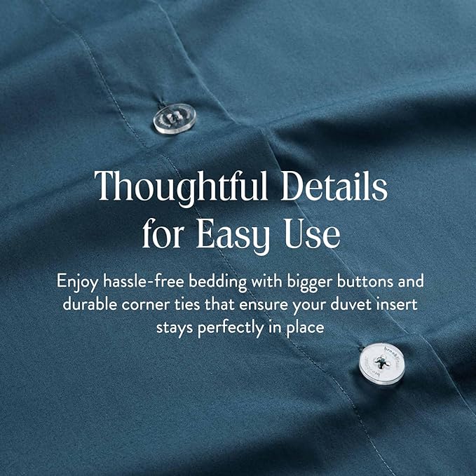 Brooklinen Luxury Sateen Duvet Cover - 100% Cotton, Full/Queen Size in Abyss Blue with Extra-Long Corner Ties and Button Closure - Best Full/Queen Duvet Covers
