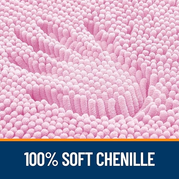 OLANLY Bathroom Rugs 47x17, Extra Soft Absorbent Chenille Bath Rugs, Rubber Backing Quick Dry, Machine Washable Bath Mats for Bathroom Floor, Tub and Shower, Home Decor Accessories, Pink