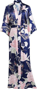 PRODESIGN Kimono Robe for Women - Long Satin Sleepwear Silky Kimono Cover-Up Nightgown Japanese Bathrobe Loungewear Blouse