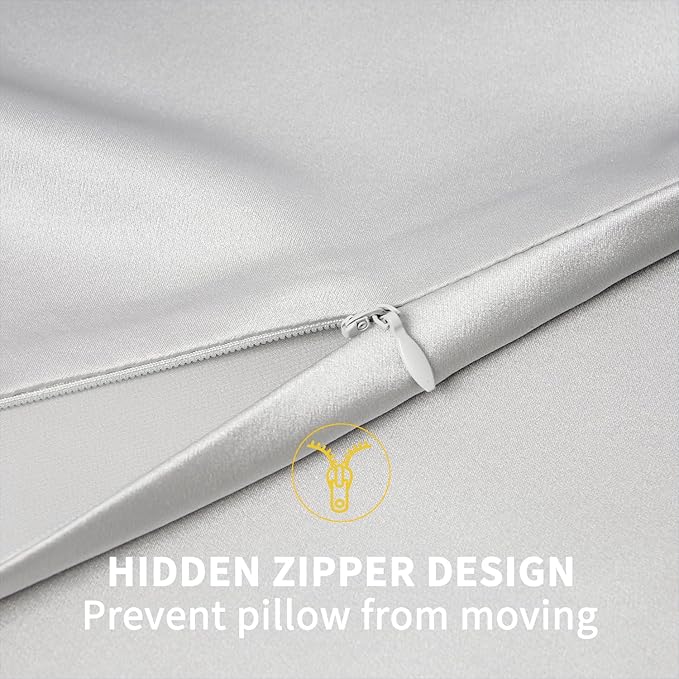 ZIMASILK 100% Pure Mulberry Silk Pillowcase for Hair and Skin Health,Soft and Smooth,Both Sides Premium Grade 6A Silk,600 Thread Count,with Hidden Zipper,1pc(Standard 20''x26'',Light Grey)