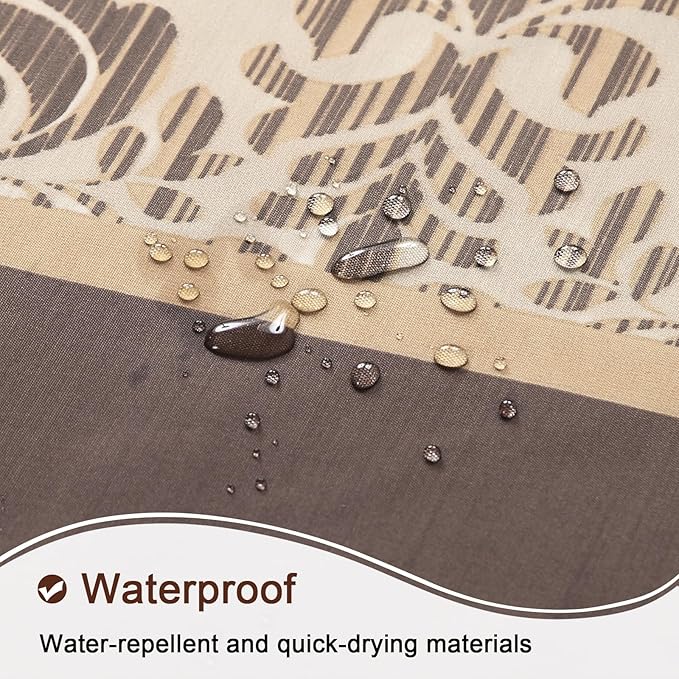 Stall Fabric Shower Curtain, 54 x 72 Inch Brown Damask Print Waterproof Small Shower Curtains for Bathroom