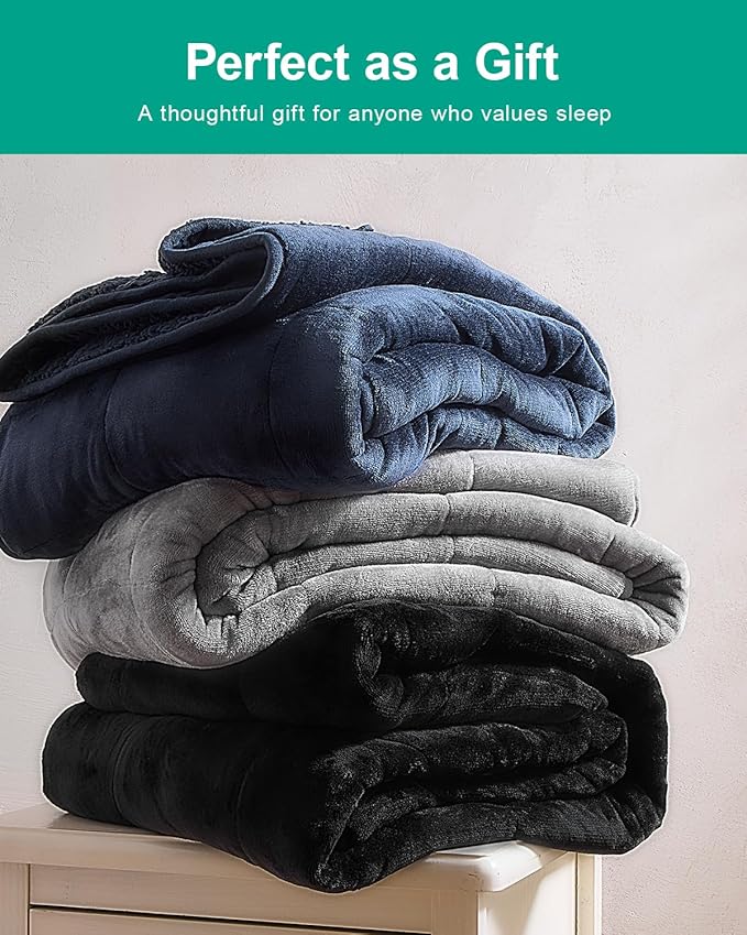 Super Fuzzy Soft Sherpa Fleece Weighted Blanket, 20 lbs Dual Sided Fluffy Heavy Weighted Blankets for Adults - No Bunching with Double Layers of Soft Inner Lining (60"x 80", 20 Pounds)