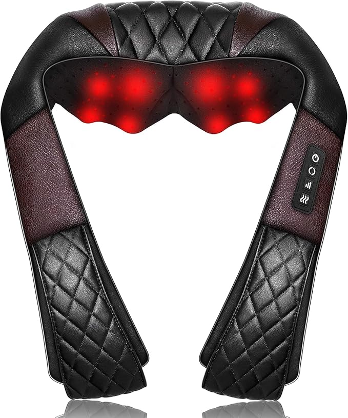 Shiatsu Neck and Back Massager with Heat, Electric Deep Tissue 4D Kneading Massage Pillow for Shoulder, Leg, Body Muscle Pain Relief - Best Gifts for Women Men Mom Dad