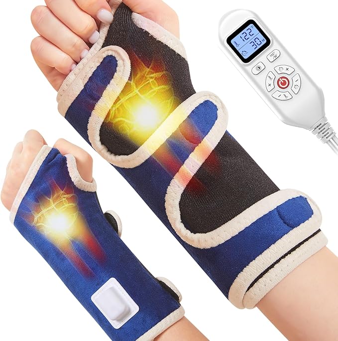 JOBYNA Heating Pad for Wrist Pain, 30S Fast Heat Heated Wrist Wrap, 86-158℉, 10-90Min Auto Shut Off, Suitable for Arthritis, Carpal Tunnel Relief, Sprains Trigger Thumb