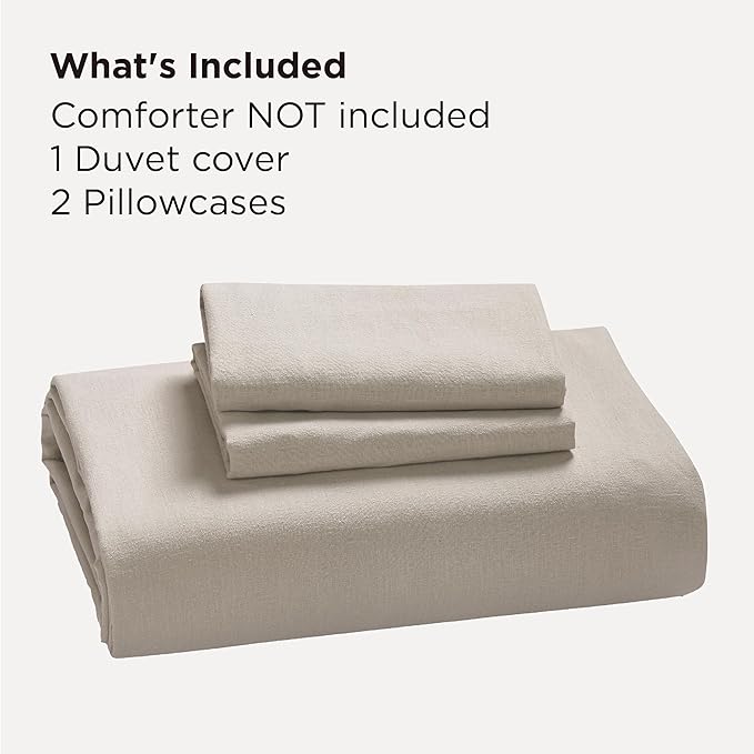 Bedsure Linen Duvet Cover California King - Linen Cotton Blend Bedding Set, Soft & Cozy, 3 Pieces, 1 Duvet Cover 104x98 and 2 Pillowcases, Light Khaki Color Cooling Bedding, Comforter Sold Separately