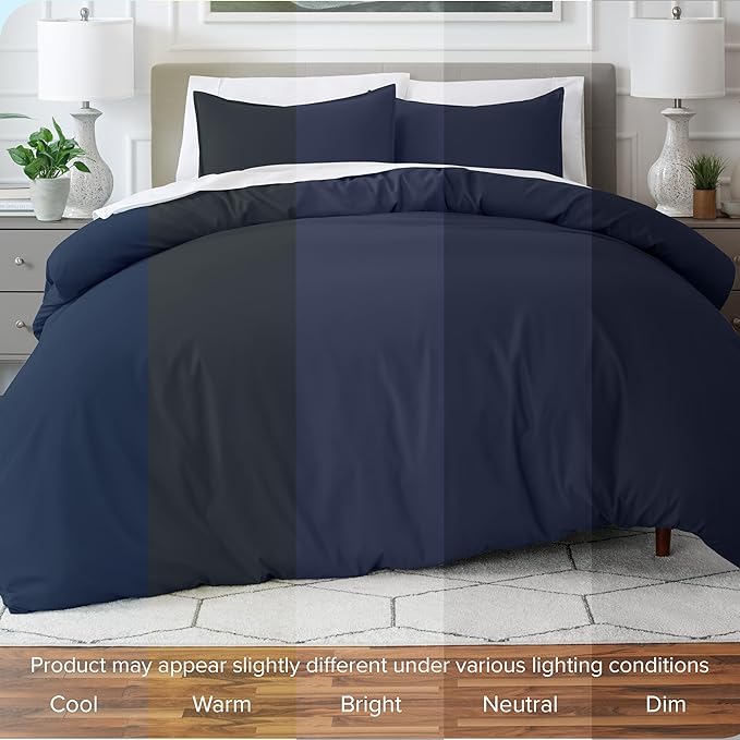 Bare Home Bedding Duvet Cover King Size - Premium 1800 Super Soft Collection - Lightweight, Cooling - Soft Breathable Bedding Duvet Cover (King, Midnight Blue)
