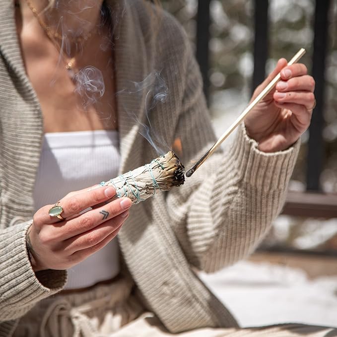 Handcrafted 4 Inch White Sage Sticks - Fresh, Natural California Sage Smudge Sticks with Instructions & Blessings - Wand Sage for Cleansing House Negative Energy & Other Smudging Rituals
