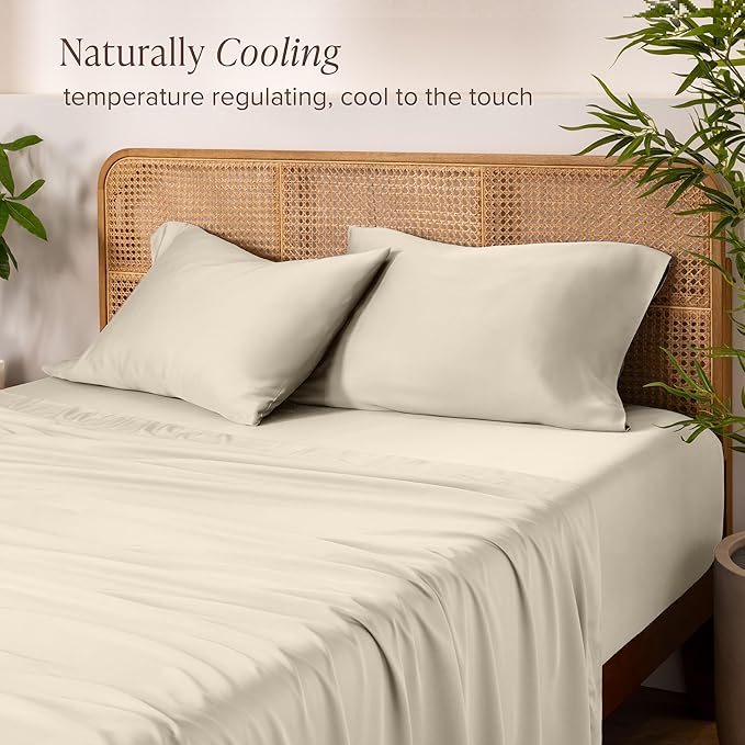Bare Home 100% Rayon Made from Bamboo Twin XL Sheet Set - 3 Piece Bedding Set - Deep Pockets - Breathable - Easy Fit - Bedding Sheets & Pillowcases (Twin XL, Sand)