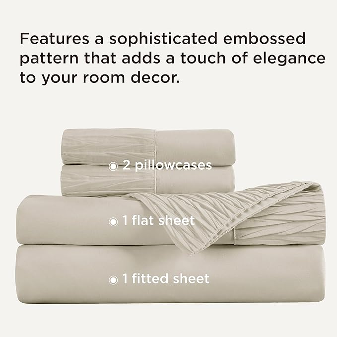 Bedsure King Size Sheets Set - 4 Pieces Soft King Sheets - Breathable & Cooling - Hotel Luxury - Easy Care Polyester Microfiber Bedding for Women, Men, Linen