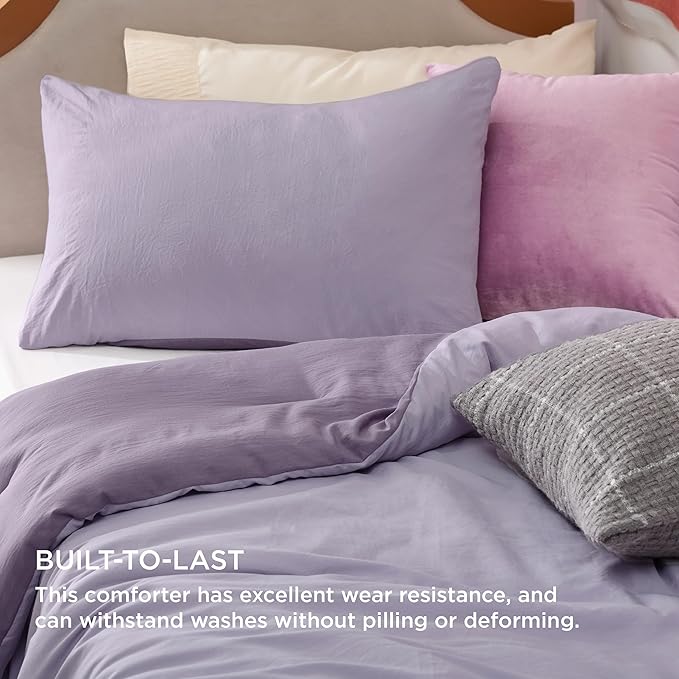 Bedsure Twin/Twin XL Comforter Set, Reversible Purple Soft Prewashed Bedding for All Seasons, 2 Pieces Warm Down Alternative Bed Set, 1 Lightweight Comforter (68"x88") and 1 Pillowcase