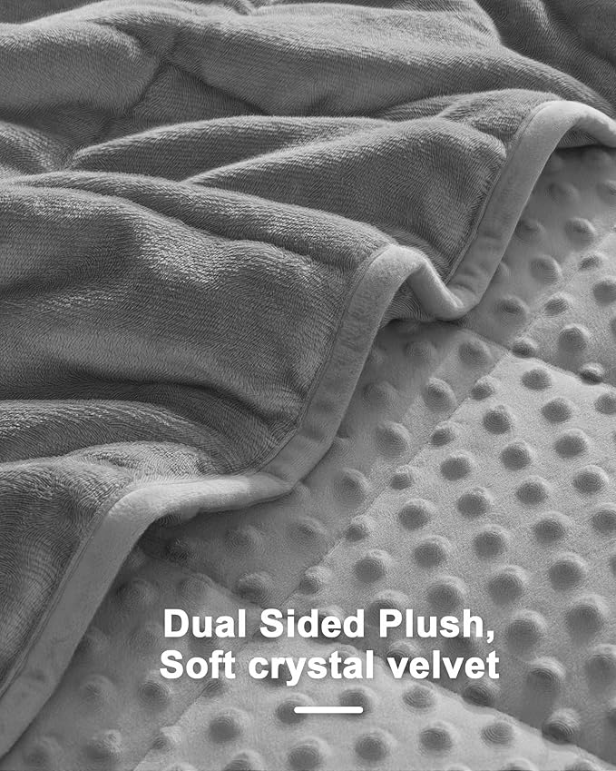 Weighted Blanket for Adults Queen Size 20 lbs, All-Season Minky Dots Cooling Heavy Blanket for Women Men, Soft Cozy and Breathable Weighted Throw, Machine Washable, 60 x 80 Inches, Grey