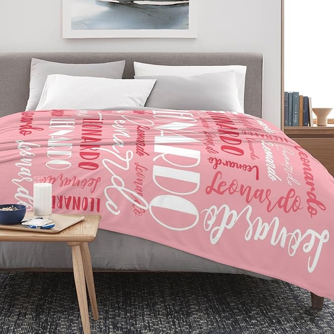Name Blanket Personalized Blanket for Adult Kids Flannel Customize Throw Blanket Custom (Color 01, 50 x 60 Inches)