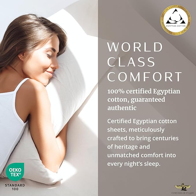 100% Egyptian Cotton Sheets Queen Size | 1200 Thread Count | CEA Gold Seal Certified | Ultra Soft | Cooling for Hot Sleepers | 18" Deep Pocket | Queen Size [Dune]