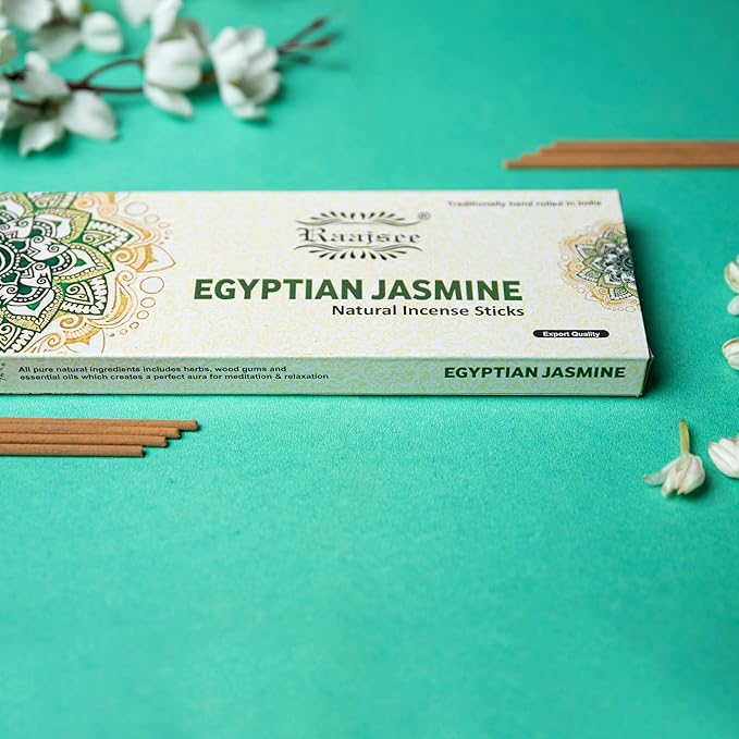 Raajsee Jasmine Flower Natural Incense Sticks 100 Gm Pack-100% Pure Organic Natural Hand Rolled Free from Chemicals-Perfect for Church,Aroma Therapy,Relaxation,Meditation,Positivity,Healing 100gm Pack