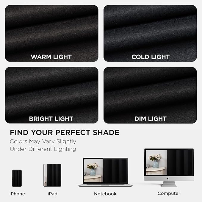 Joydeco Blackout Curtains 45 Inch Length 2 Panels Set, Thermal Insulated Long Curtains& Drapes 2 Burg, Room Darkening Grommet Drapes for Living Room Bedroom Window (W52 x L45 Inch, Black)