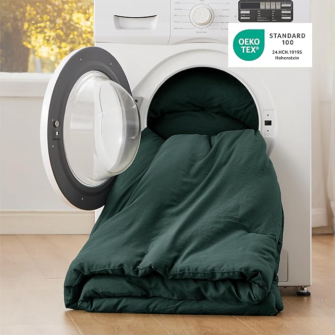Bedsure California King Size Comforter Set, Forest Green Soft Prewashed Bedding for All Seasons, 3 Pieces GentleSoft™ Bed Set, 1 Lightweight Comforter (104"x96") and 2 Pillowcases (20"x36")