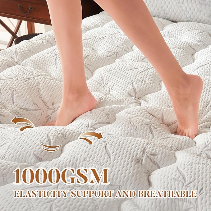 100% Waterproof King Size Mattress Topper, Thick Pillow Top Mattress Pad，Up to 21 Inch Deep Pocket,Soft Breathable Mattress Pad for Back Pain, Protector Cover(White)