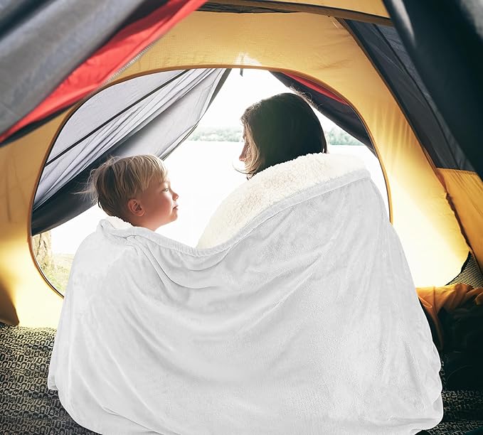 Utopia Bedding Sherpa Blanket Twin Size (White, 90x66 Inches) - Soft Lightweight Plush Fleece Reversible Blanket for Bed, Sofa, Couch, Camping and Travel