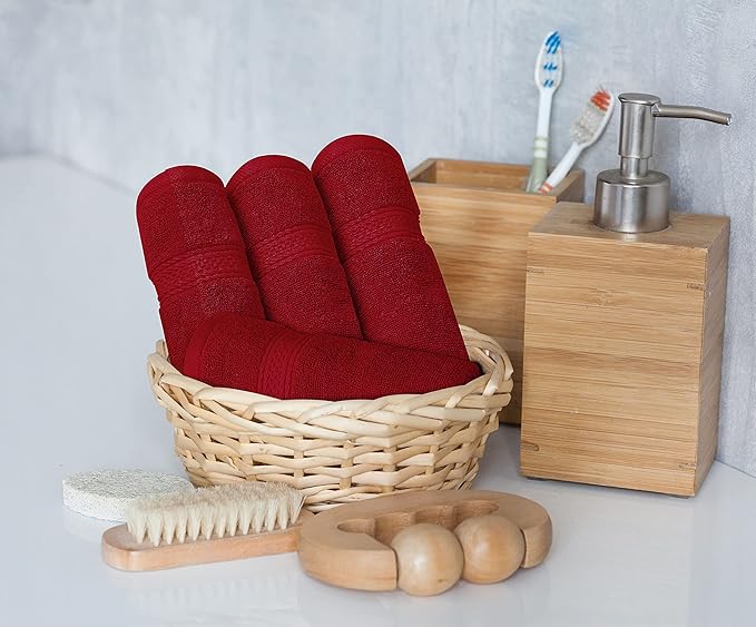 Utopia Towels 8 Piece Premium Towel Set, 2 Bath, 2 Hand, and 4 Wash Cloths, 600 GSM 100% Ring Spun Cotton, Highly Absorbent Towels for Bathroom, Gym, Hotel, and Spa, Red