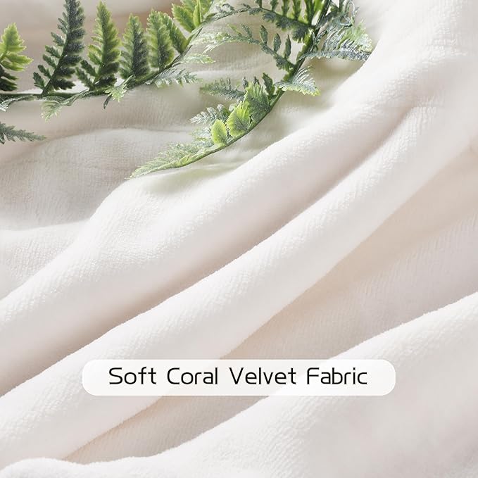Electric Heated Blanket 84"x90" Queen Size, Soft Coral Fleece, Dual Controllers with 4 Heating Levels and 10 Hours Auto-Off, Machine Washable, Cozy Plush Fabric for Home, White